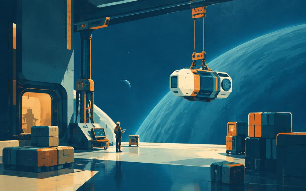 A model rover workshop with build orders pinned up