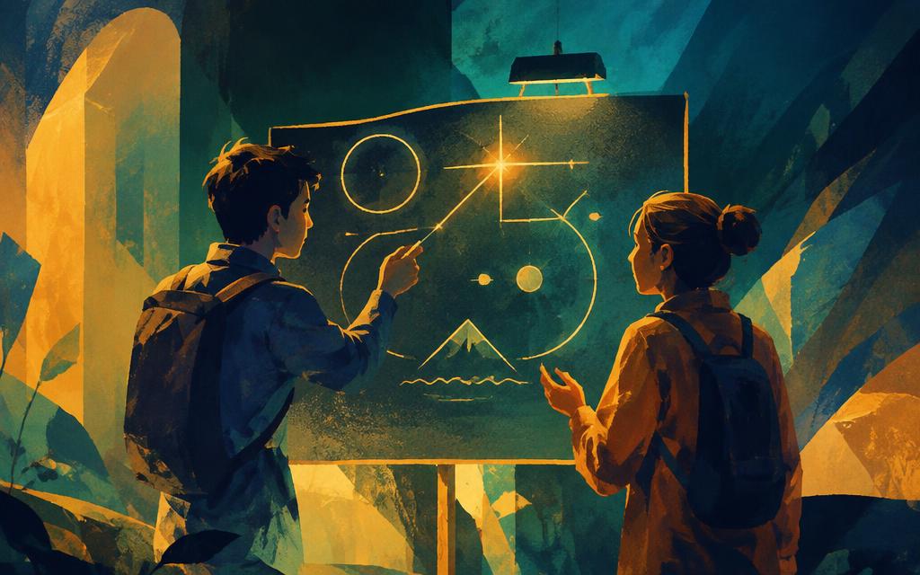 Learners teaching each other at a shared drawing board